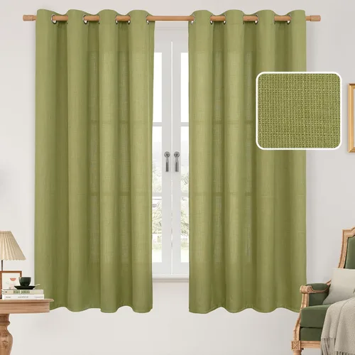 Vista 151 de LAMIT Cortinas de lino marrón caramelo para sala de estar, 84 pulgadas, de lino sintético, texturizado, filtrante de luz, paneles de privacidad