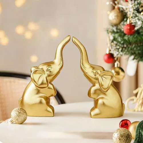 Vista 10 de DUQGUHO Mini elefante negro regalos para mujer, estilo moderno, estatua de animal pequeño, 2 piezas de decoración de elefante para estantes