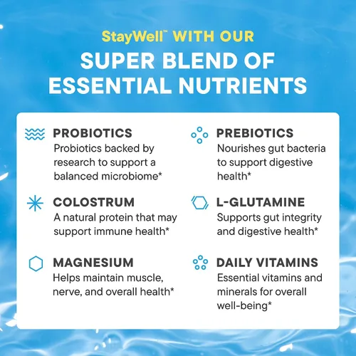 Vista 3 de DAILYNOURI StayWell - Mezcla de bebida digestiva e inmunitaria Apoya la salud intestinal, la digestión, la inmunidad y la energía Probióticos