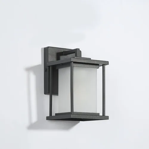 Vista 8 de Luces de pared negras para exteriores, moderna linterna de pared exterior de granja con pantalla de vidrio esmerilado, luces cuadradas resistentes a