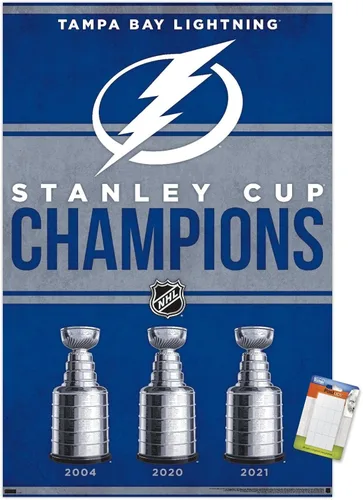 Vista 12 de Trends International NHL Tampa Bay Lightning - Póster de pared Champions 23, 22.4 pulgadas de largo x 14.7 pulgadas, versión enmarcada de madera