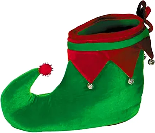 Vista 6 de 4E's Novelty Zapatos de elfo para adultos, hombres y mujeres, pantuflas de elfo de tela de felpa, accesorios de disfraz de elfo de Navidad.