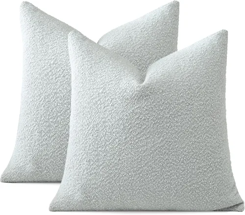Vista 9 de OTOSTAR Paquete de 2 fundas de almohada cuadradas con textura de boucle, fundas de almohada cuadradas, acogedoras, suaves, decorativas, para sofá