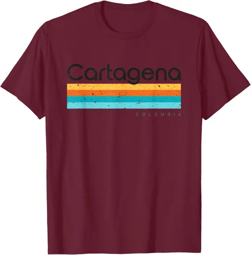 Vista 14 de Camiseta vintage de Cartagena Colombia con diseño retro, Blanco, S
