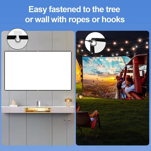 Vista 7 de Docooler Pantalla de proyector, pantalla de proyección plegable 16:9 de 80 pulgadas, pantalla de proyección plegable duradera para montaje en pared