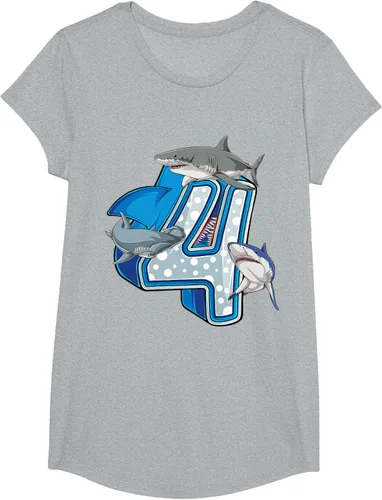 Vista 36 de Camiseta de 4.º cumpleaños para niños de 4 años con diseño de tiburón oceánico Negro