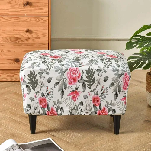 Vista 49 de Funda elástica otomana rectangular para taburete, funda de elastano estampada para reposapiés, protector antideslizante para reposapiés, con parte #1