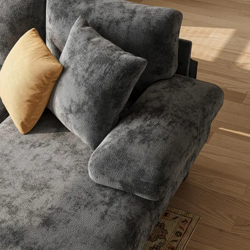 Vista 4 de Txtin's - Sofá cama con sofá cama extraíble Sofás de 112 pulgadas para sala de estar Sofá cama convertible en forma de U Chenille gris oscuro