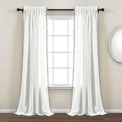 Vista 14 de Triangle Home Fashions - Panel de cortinas para vidrio con pompón para decoración de lujo