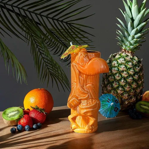 Vista 4 de Geeki Tikis General Mills Taza de cerámica, Cocoa Puffs Sonny the Cuckoo Taza Tiki oficial de la mascota de cereales coleccionable, vasos
