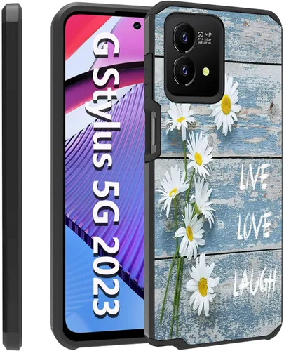 Vista 10 de Funda para Moto G Stylus 5G 2023, resistente 2 en 1 de doble capa híbrida de policarbonato duro y silicona suave a prueba de golpes, funda