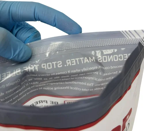 Vista 5 de Rescue Essentials Kit básico Stop THE Bleed – Kit compacto de primeros auxilios para trauma con torniquete, gasa y vendaje de compresión – Kit rojo