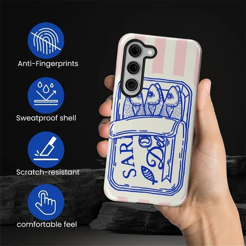 Vista 5 de Funda compatible con Samsung Galaxy S23, funda híbrida de protección rígida de 2 capas, a prueba de golpes, funda protectora resistente para Lata
