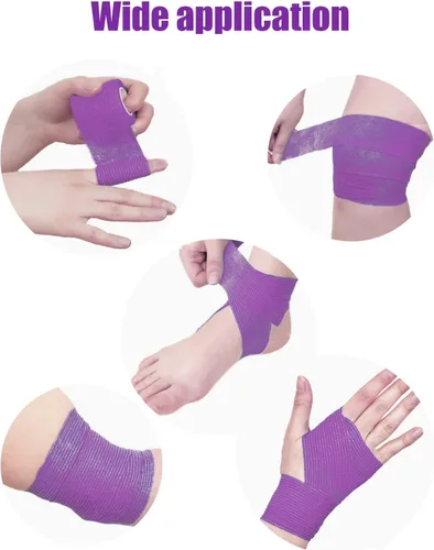 Vista 6 de WUXTANGZ - Vendaje autoadherente de 1 pulgada, 5 yardas, cinta cohesiva elástica atlética no tejida, para estiramiento, deporte, primeros auxilios
