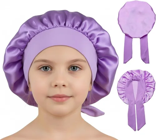 Vista 11 de Gorros de satén para niñas para niñas, gorro de satén para dormir, gorro de noche de seda