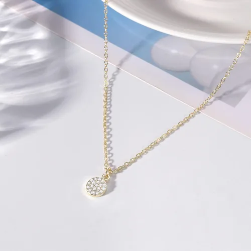 Vista 6 de Delicado collar de oro para mujeres y niñas, chapado en oro de 14 quilates, collar con colgante de circonita cúbica con diseño de hojas y flores