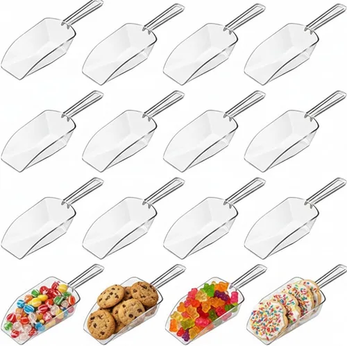 Vista 5 de HESTYA 8 cucharadas de plástico transparente multiusos para dulces, bufé, acrílico, cocina, hielo, palomitas de maíz para proteínas en polvo
