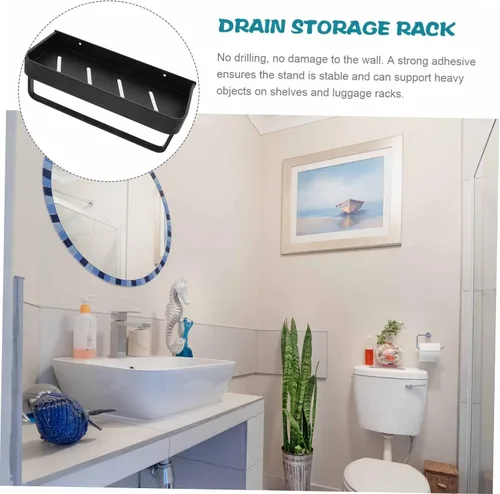 Vista 2 de Organizador de ducha de aluminio, colgador de toallas montado en la pared, estante de baño moderno para toallas, estantes de ducha y organizadores
