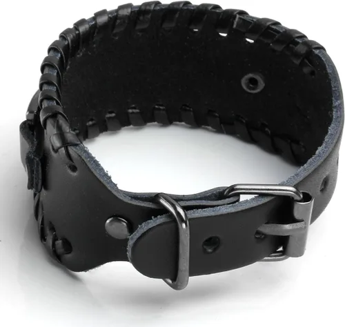 Vista 4 de Eigso Pulsera de cuero trenzado vintage punk con hebilla de cierre para hombres y mujeres