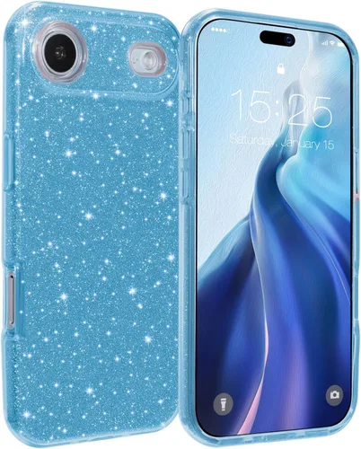 Vista 18 de MILPROX Funda compatible con iPhone 13 (2021), carcasa de gel de goma brillante con purpurina de 3 capas a prueba de golpes para iPhone 13 de 6.1