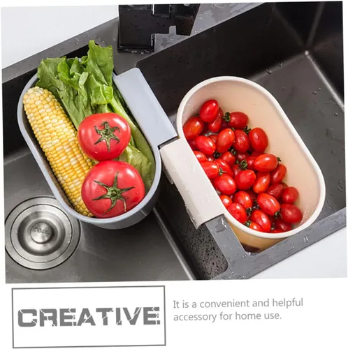 Vista 6 de BESTonZON Cesta colgante para fregadero de cocina, filtro de esponja de plástico, cesta de colador de colador, cesta de fregadero de cocina, soporte