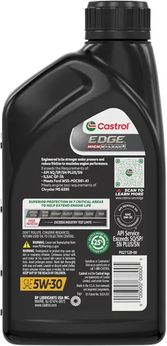 Vista 4 de Castrol EDGE High Mileage 5W-30 Advanced - Aceite de motor sintético completo, 1 cuarto de galón