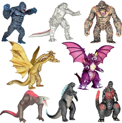 Vista 7 de TwCare Juego de 10 juguetes Godzilla x Kong: El Nuevo Imperio, figuras de acción de dinosaurios y dragones, Evolved Basic Exquisite Battle Roar