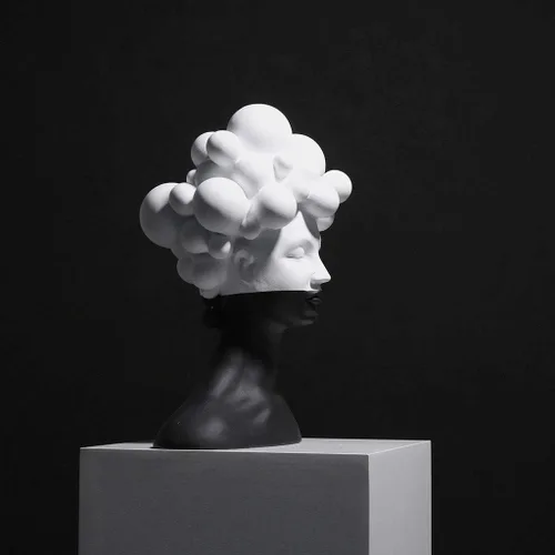 Vista 4 de Feng Chino Shui Estatua Escultura Personaje Decoración Abstracto Mujer Cara Arte Escultura Creativa Resina Meditación Humana Estatua Grande