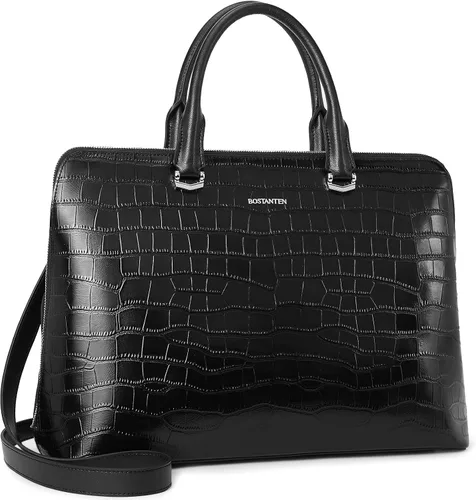 Vista 10 de BOSTANTEN Maletín de cuero para mujer de 15.6 pulgadas, bolso de hombro para laptop, oficina, trabajo, bolso cruzado