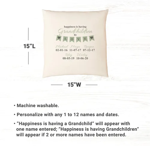 Vista 4 de Let's Make Memories Almohada personalizada – A Grandparents Love for Grandma – para ella – para ella – para ella – Cuadrado de 15 pulgadas