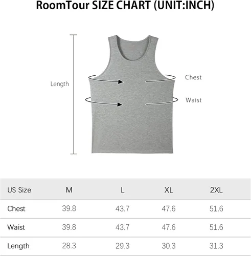 Vista 2 de RoomTour Camiseta sin mangas para hombre, cuello redondo, ligera, paquete de 3