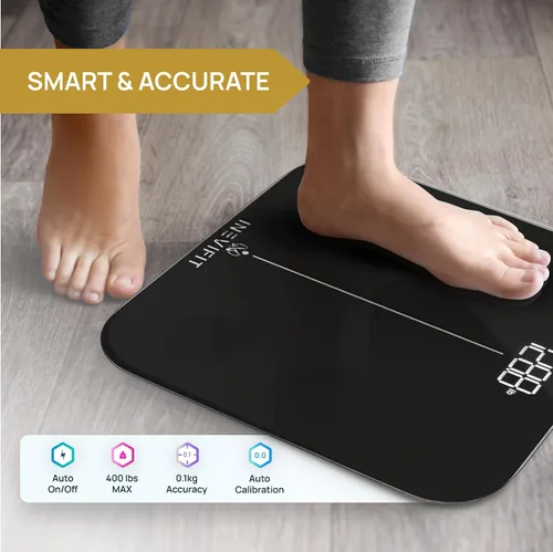 Vista 5 de INEVIFIT - Báscula inteligente de grasa corporal; analizador digital de composición corporal Bluetooth de alta precisión que mide peso, grasa