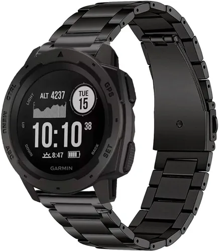 Vista 12 de Correa de metal para Garmin Instinct 3 1.772 in/Instinct 1/2 Solar Watch Bands, correa de repuesto de acero inoxidable sólido para hombre