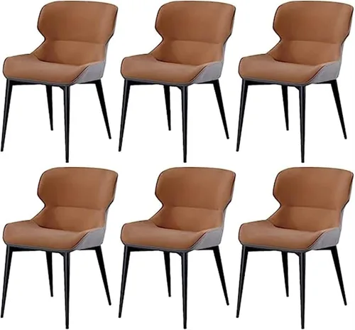Vista 9 de LICOME Modern Dining Chairs Set of 6 Water Proof PU Leather Side Chairs with Carbon Steel Frame Kitchen Living Room Lounge Counter Chairs(Beige)
