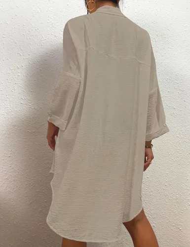 Vista 4 de Bsubseach Blusa moderna para cubrir el traje de baño para mujer, con botones