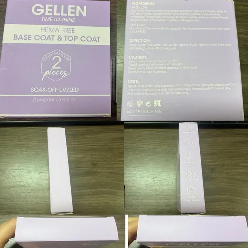 Vista 9 de GELLEN 20 ml de gel base y capa superior, capa superior brillante libre de hema y capa base para esmalte de uñas de gel, esmalte de uñas
