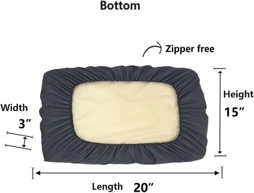 Vista 4 de Funda de plástico elástica impermeable para cama de perro, color gris azulado, 20 x 15 pulgadas