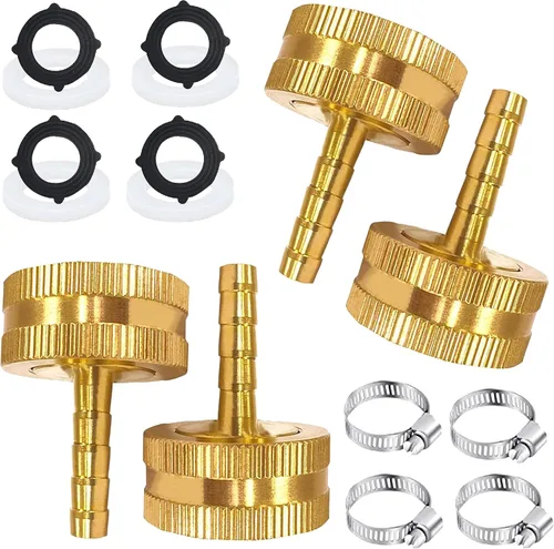 Vista 14 de AOPANDA Conector de reparación de extremo de manguera de agua de latón macizo con púa de 1/4" x rosca GHT hembra de 3/4", incluye abrazaderas
