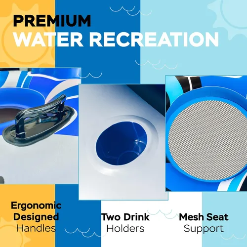 Vista 2 de Sunlite Sports Balsa de río inflable para 2 personas, flotador de agua para descansar sobre el lago y el río, tubo de agua al aire libre, diversión
