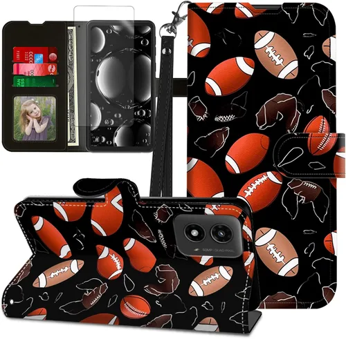 Vista 263 de Funda para Motorola Edge 2022 con protector de pantalla, soporte y tarjetero y correa para la muñeca, funda magnética para Moto Edge 2022 5G UW Lobo
