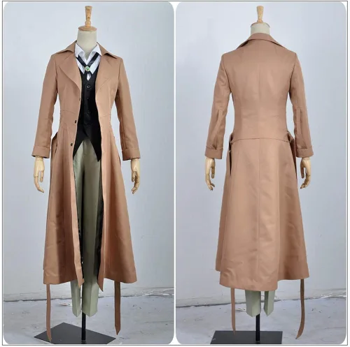 Vista 3 de Cos-Animefly Anime Bungo Stray Dogs Osamu Dazai Cosplay traje largo gabardina Halloween fiesta traje para hombres mujeres