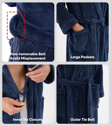 Vista 3 de Bata larga de vellón suave para hombre