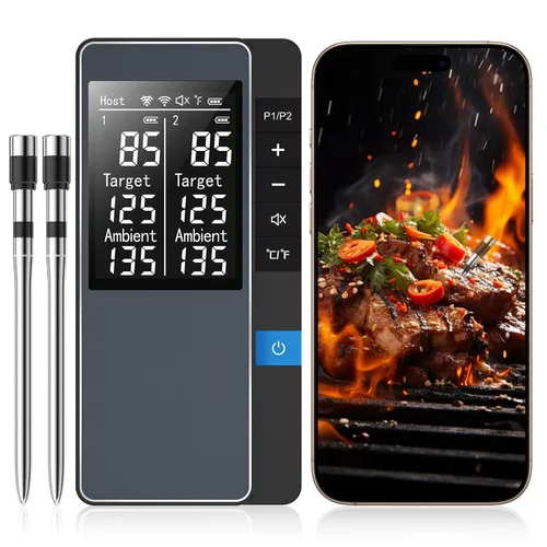 Vista 9 de Termómetro inteligente inalámbrico Bluetooth para carne, control de monitoreo en tiempo real, termómetro digital con aplicación inteligente, sonda
