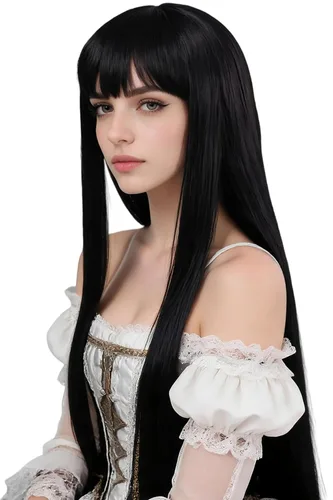 Vista 3 de Peluca negra de doble trenza, pelucas de cosplay de anime para peluca de disfraz de Halloween
