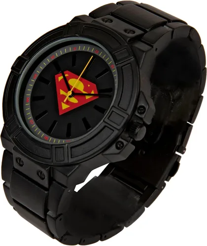 Vista 2 de Accutime Watch DC Comics Superman Classic Symbol - Cara de reloj con correa de metal negra, (no especificada), Negro