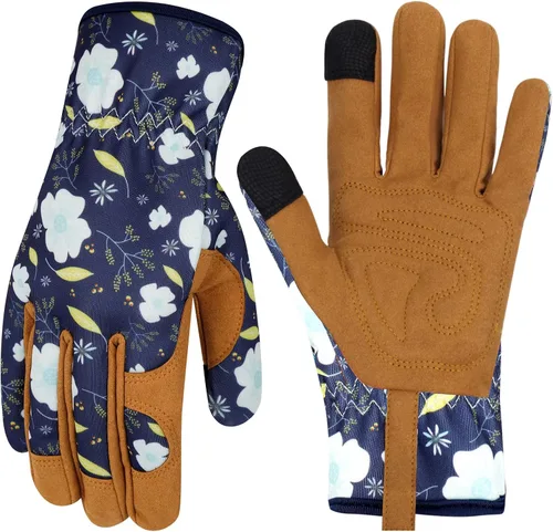 Vista 17 de Guantes de Jardinería de Cuero MERTURN para Mujeres, Guantes de Jardín a Prueba de Espinas, Guantes de Trabajo Compatibles con Pantalla Táctil