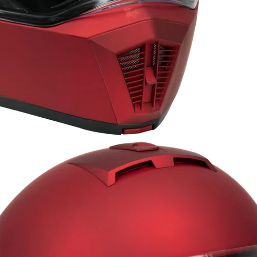 Vista 8 de Milwaukee Helmets MPH9827DOT Cypher - Casco modular de motocicleta avanzado rojo plano con visera abatible, pequeño