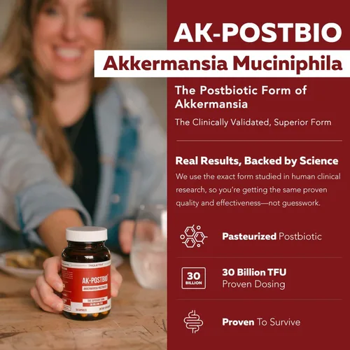 Vista 2 de AK-Postbio: Akkermansia Probiotic 30 mil millones de TFU - Fuerza máxima, dosis clínicamente validada y cepa patentada - Forma pasteurizada