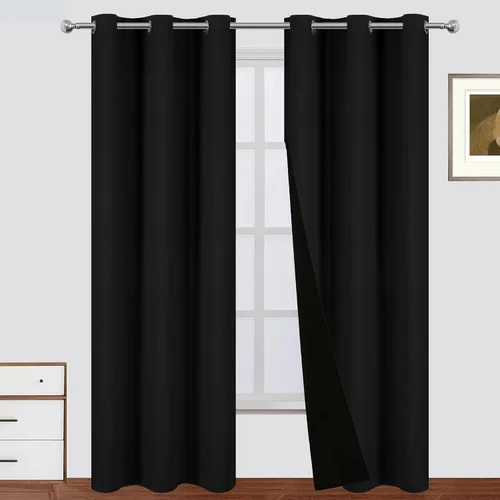 Vista 69 de LEMOMO Cortinas 100% opacas de 38 x 54 pulgadas, 2 paneles de oscurecimiento con aislamiento térmico para dormitorio