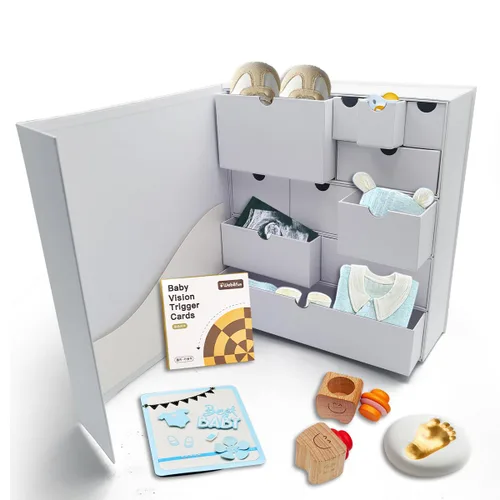 Vista 3 de Caja de recuerdos DIY Baby Storage Customzied Treasured Memories Compartimentos Baby Shower Regalo de maternidad Regalo de cartón para recién